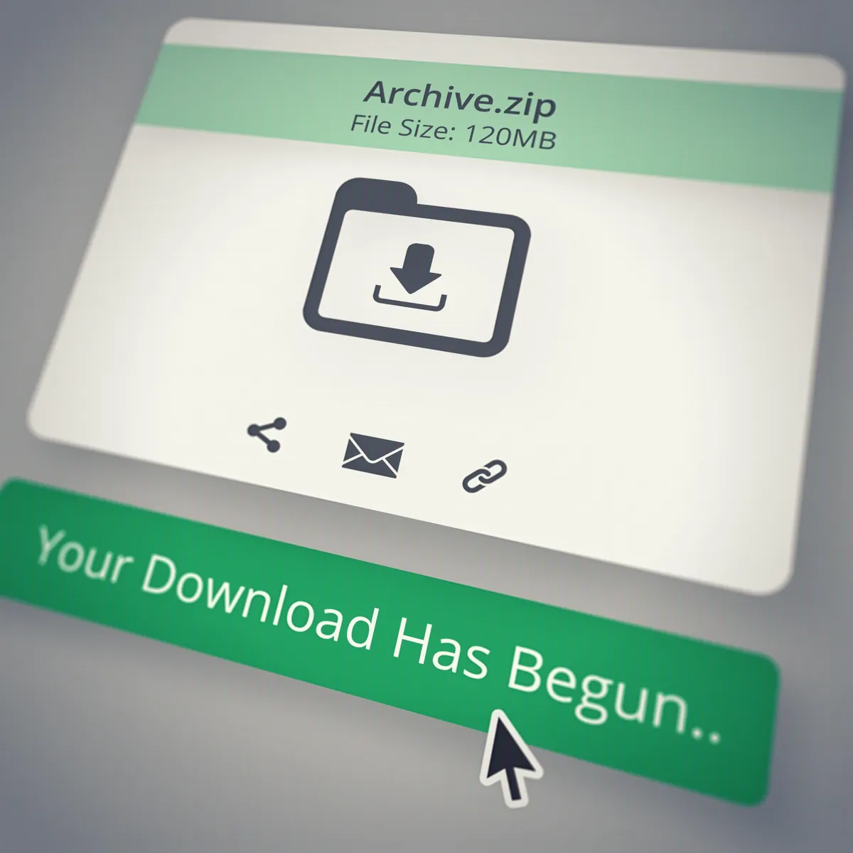 Bildschirmfenster zeigt Download-Start einer ZIP-Datei.